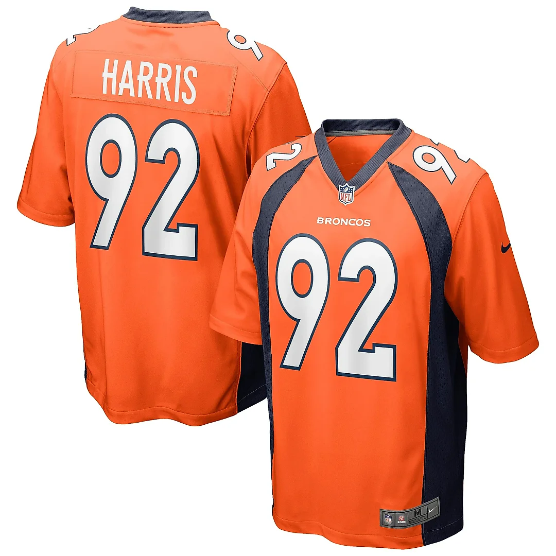 Zennovawear Men's Denver Broncos Jonathan Harris Orange Game Jersey