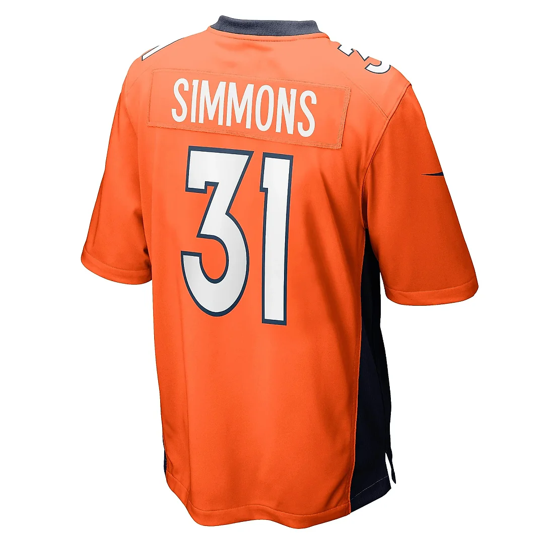 Zennovawear Men's Denver Broncos Justin Simmons Orange Game Jersey