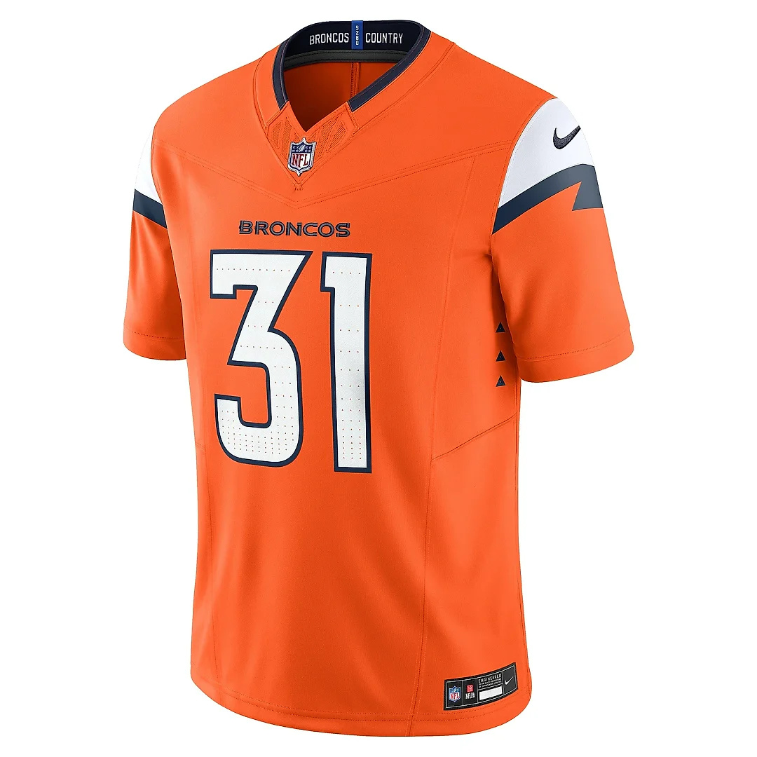 Zennovawear Men's Denver Broncos Justin Simmons Orange Vapor F.U.S.E. Limited Jersey