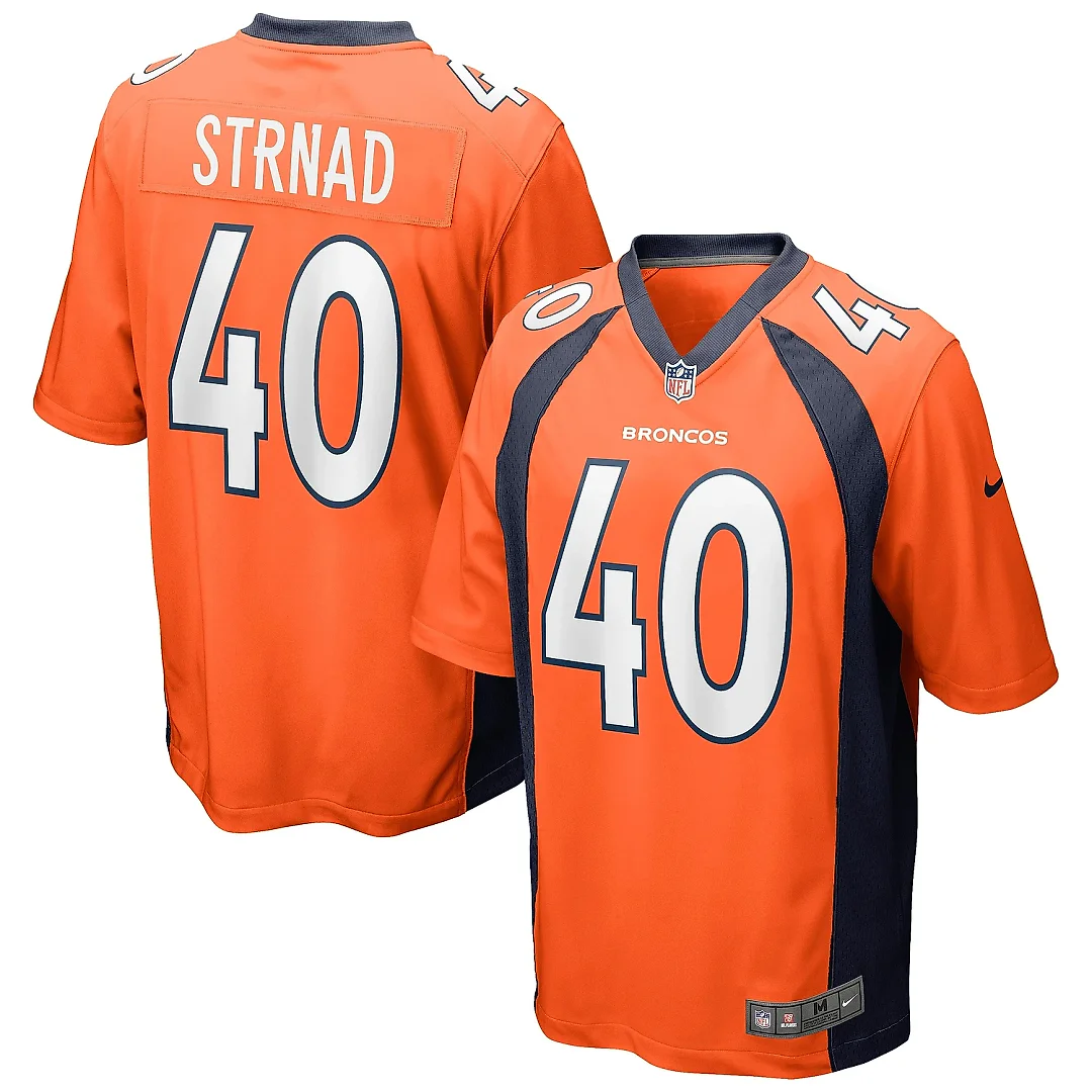 Zennovawear Men's Denver Broncos Justin Strnad Orange Game Jersey