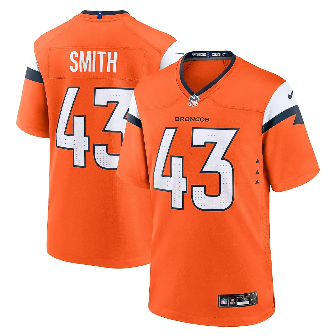 Zennovawear Men's Denver Broncos Keidron Smith Orange Team Game Jersey