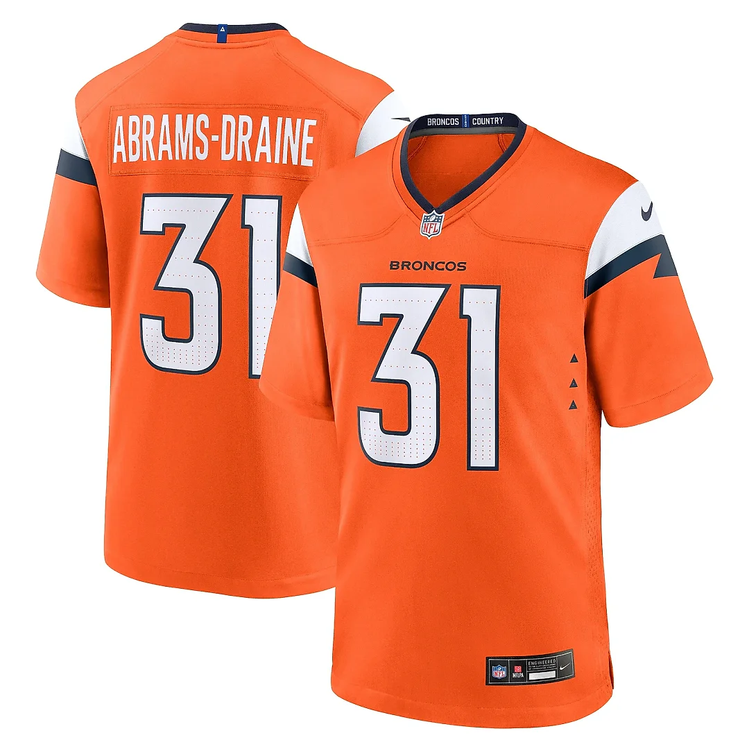 Zennovawear Men's Denver Broncos Kris Abrams-Draine Orange Team Game Jersey