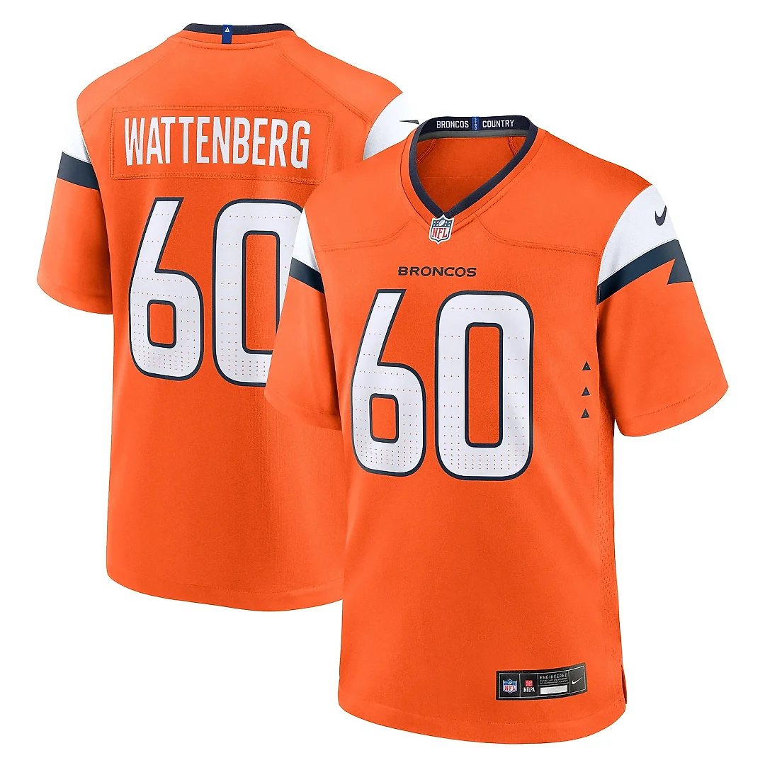 Zennovawear Men's Denver Broncos Luke Wattenberg Orange Team Game Jersey