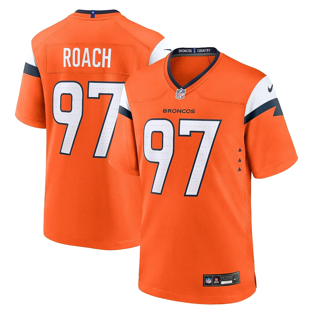 Zennovawear Men's Denver Broncos Malcolm Roach Orange Team Game Jersey