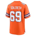Zennovawear Men's Denver Broncos Mark Schlereth Orange Mile High Collection 1977 Throwback Retired Player Game Jersey