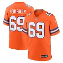 Zennovawear Men's Denver Broncos Mark Schlereth Orange Mile High Collection 1977 Throwback Retired Player Game Jersey