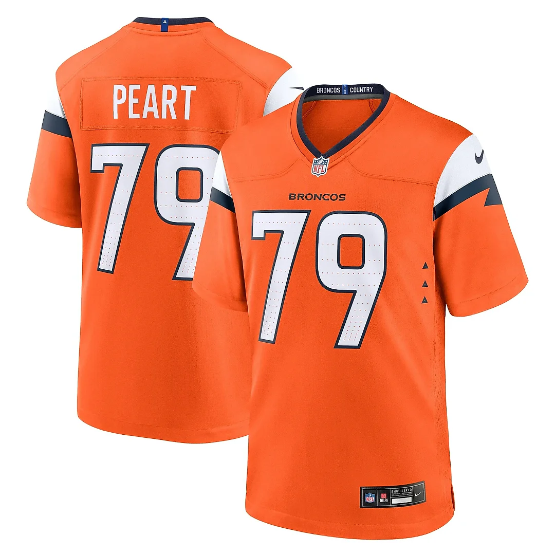 Zennovawear Men's Denver Broncos Matt Peart Orange Team Game Jersey