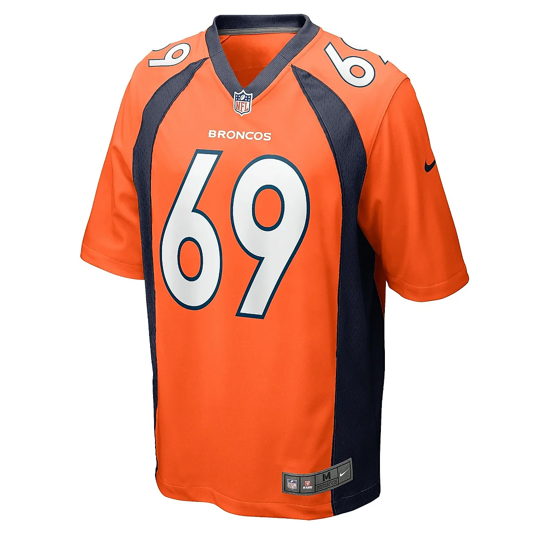 Zennovawear Men's Denver Broncos Mike McGlinchey Orange Game Player Jersey