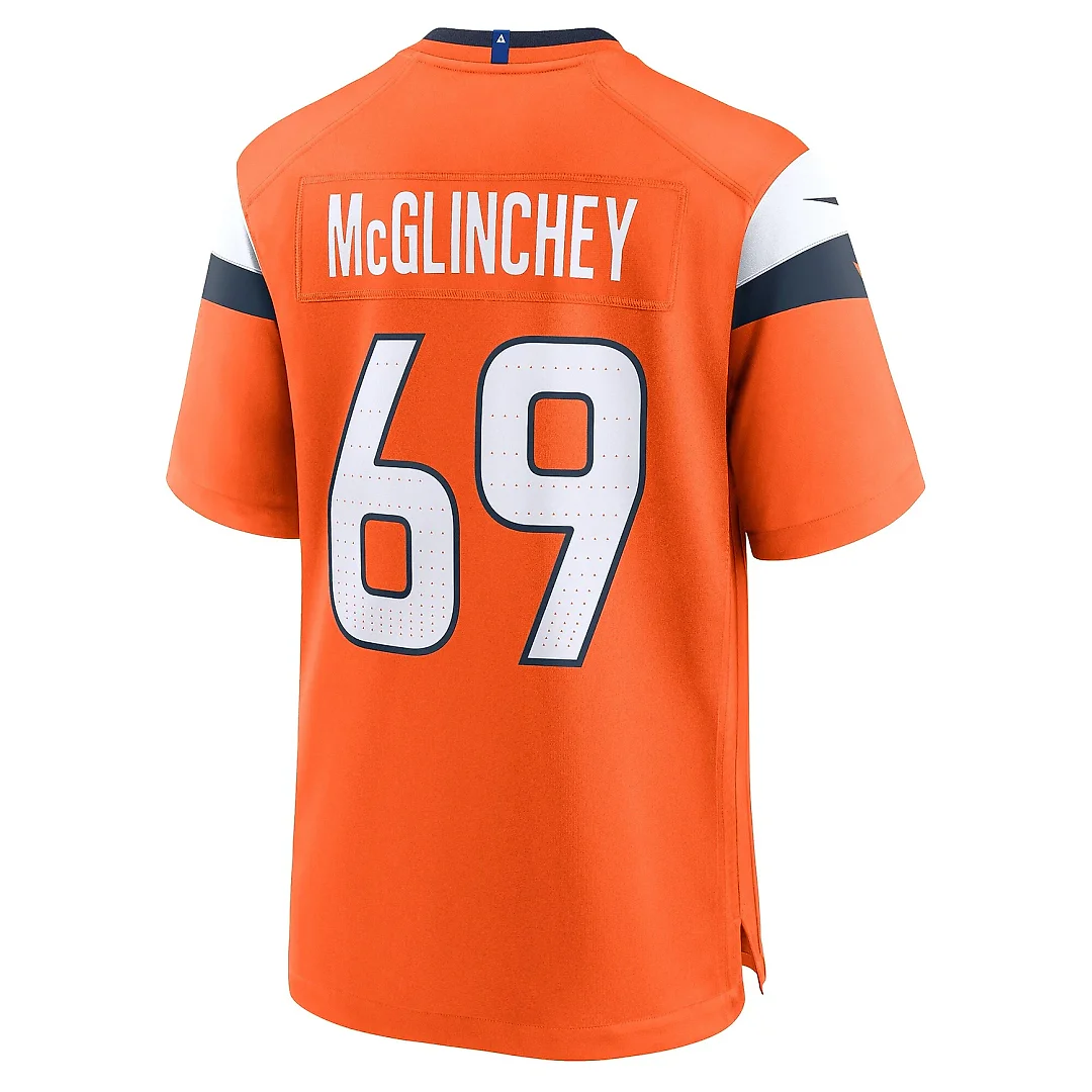 Zennovawear Men's Denver Broncos Mike McGlinchey Orange Team Game Jersey