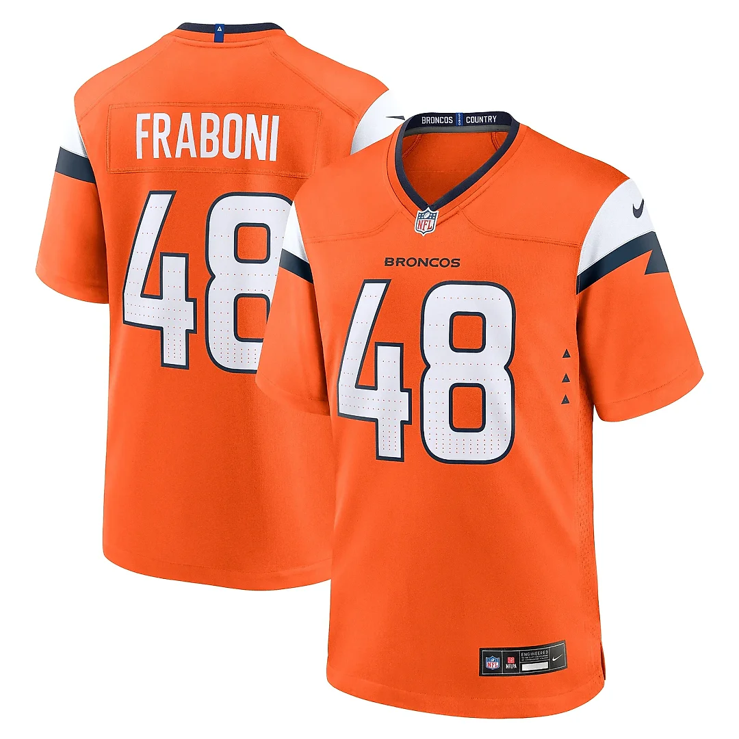 Zennovawear Men's Denver Broncos Mitchell Fraboni Orange Team Game Jersey