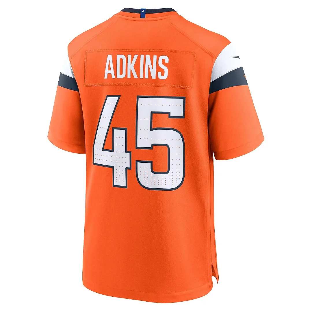 Zennovawear Men's Denver Broncos Nate Adkins Orange Team Game Jersey