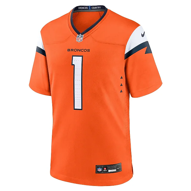 Zennovawear Men's Denver Broncos Number 1 Groom Orange Game Jersey