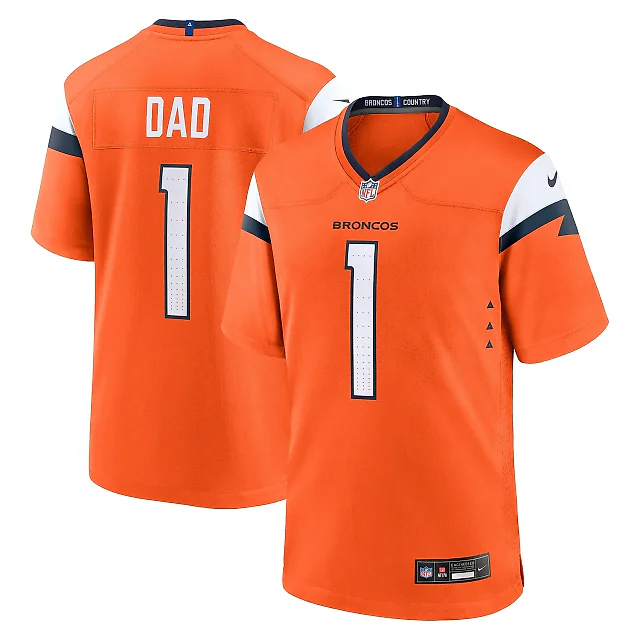 Zennovawear Men's Denver Broncos Orange 1 Dad Game Jersey