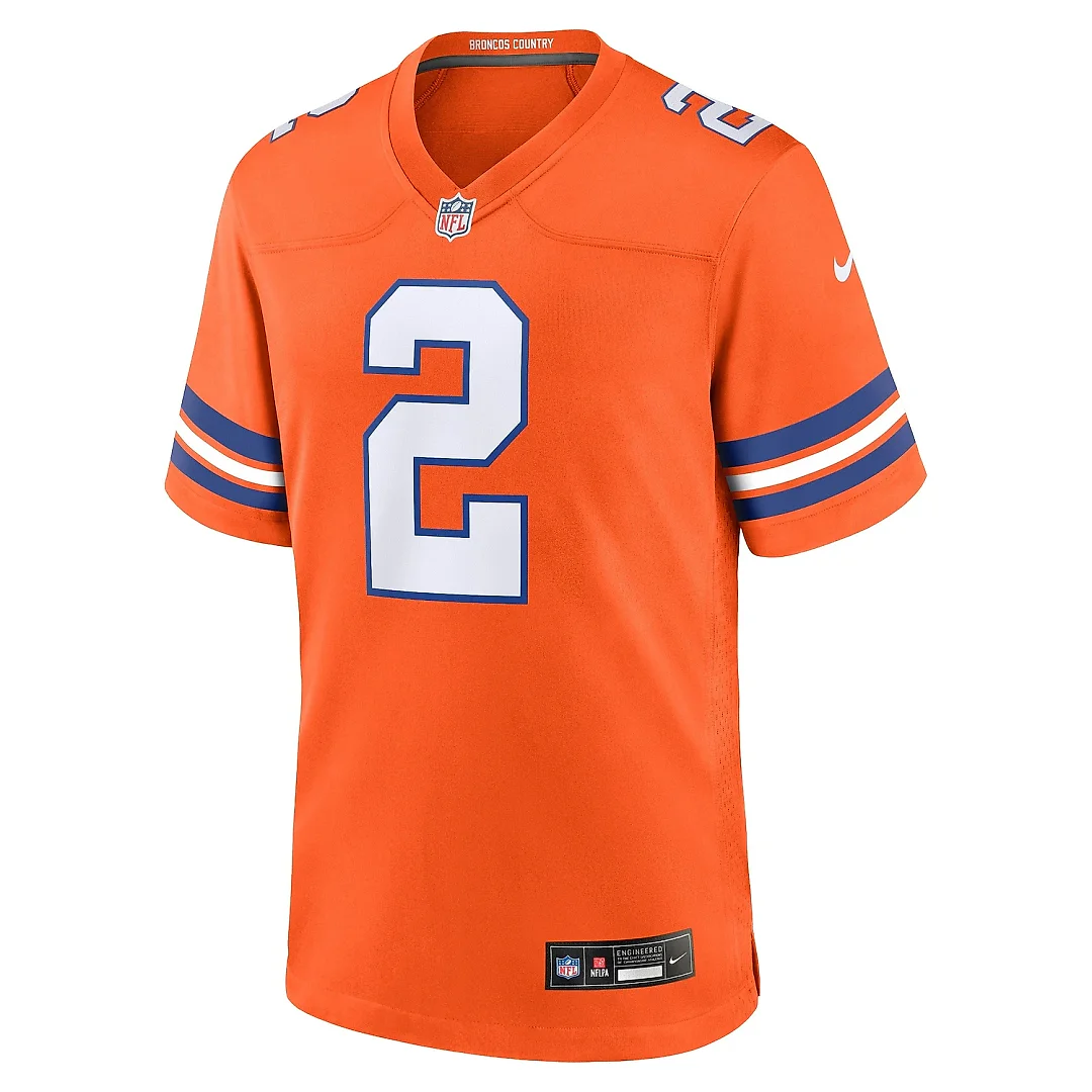 Zennovawear Men's Denver Broncos Patrick Surtain II Orange Mile High Collection 1977 Throwback Player Game Jersey