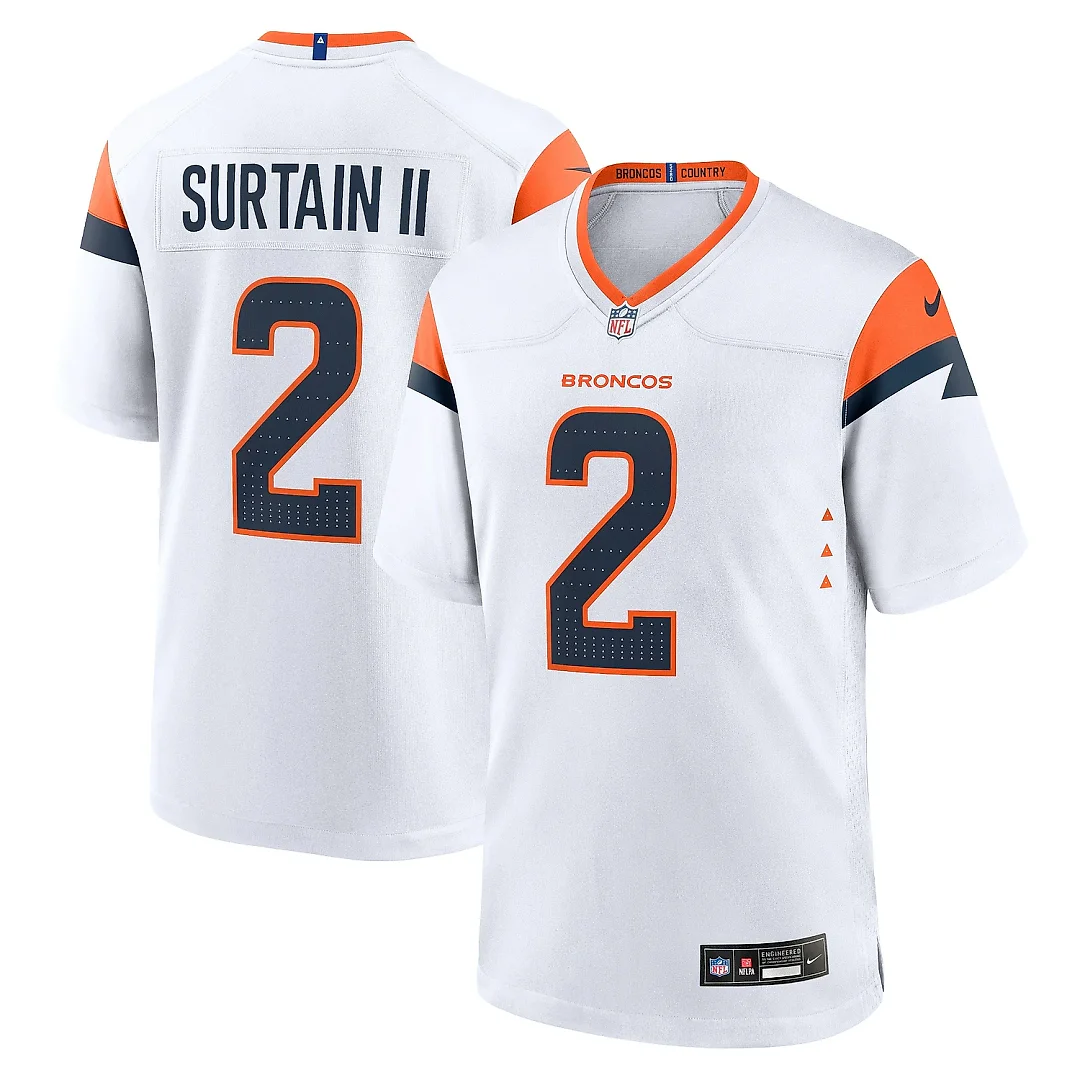 Zennovawear Men's Denver Broncos Patrick Surtain II White Mile High Collection Game Jersey
