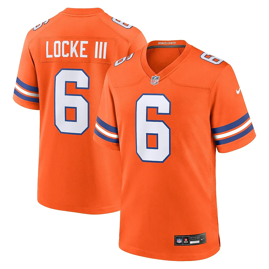 Zennovawear Men's Denver Broncos P.J. Locke III Orange Mile High Collection 1977 Throwback Player Game Jersey