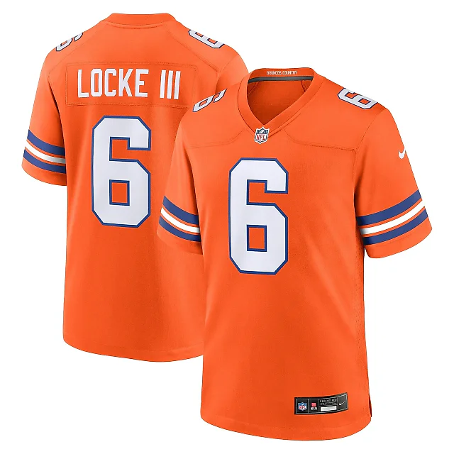 Zennovawear Men's Denver Broncos P.J. Locke III Orange Mile High Collection 1977 Throwback Player Game Jersey