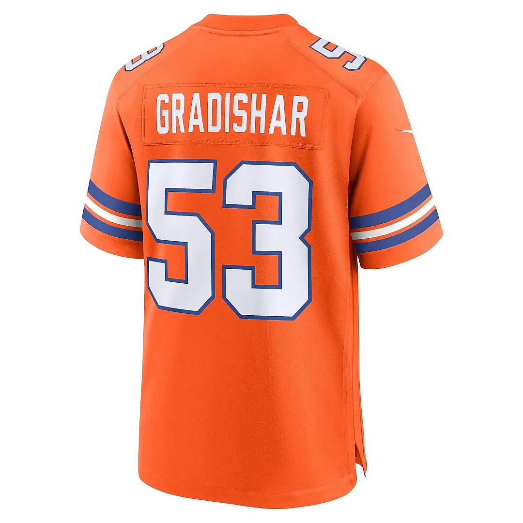 Zennovawear Men's Denver Broncos Randy Gradishar Orange Mile High Collection 1977 Throwback Retired Player Game Jersey