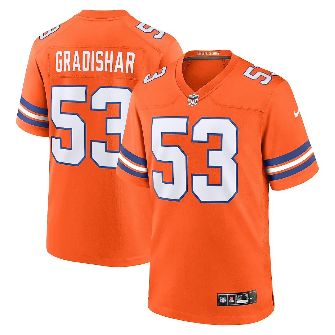 Zennovawear Men's Denver Broncos Randy Gradishar Orange Mile High Collection 1977 Throwback Retired Player Game Jersey