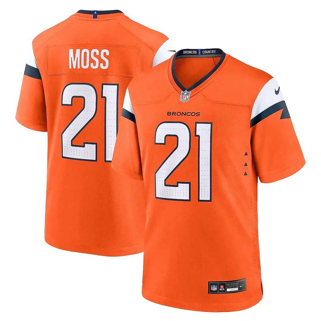 Zennovawear Men's Denver Broncos Riley Moss Orange Team Game Jersey