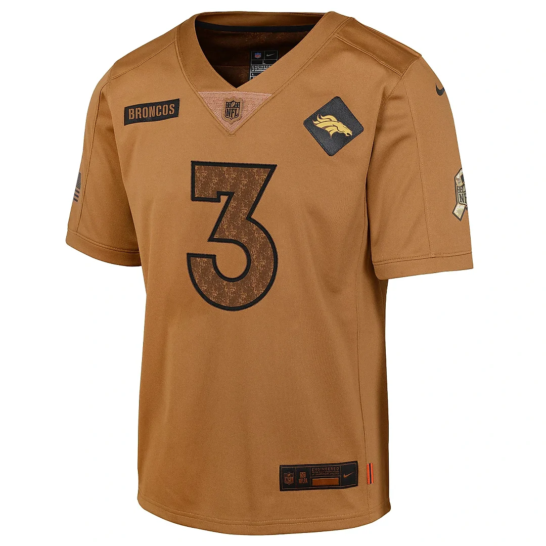Zennovawear Men's Denver Broncos Russell Wilson Brown Salute To Service Limited Jersey