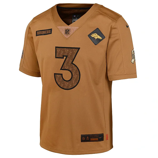 Zennovawear Men's Denver Broncos Russell Wilson Brown Salute To Service Limited Jersey