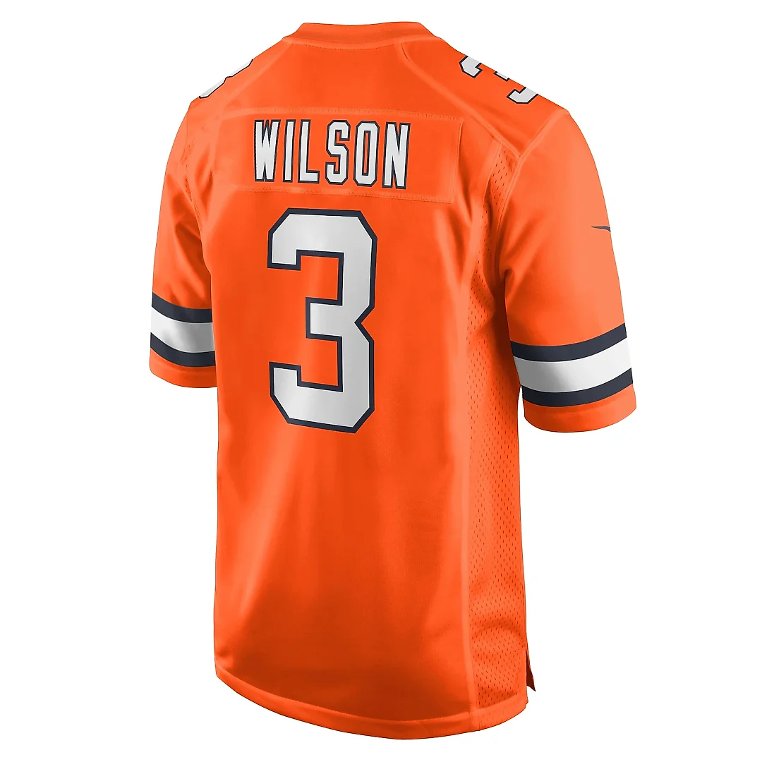 Zennovawear Men's Denver Broncos Russell Wilson Orange Alternate Game Jersey