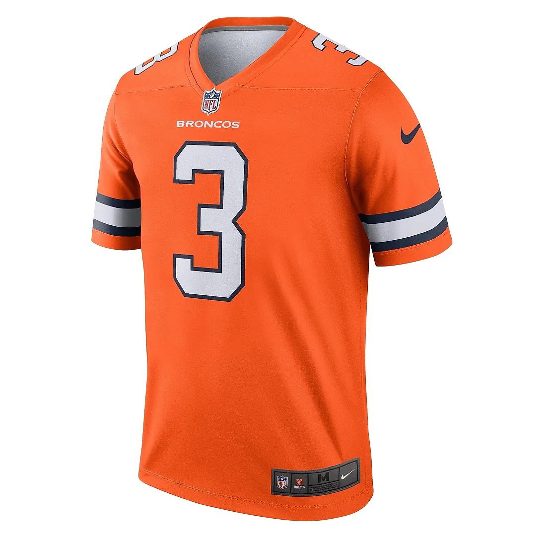Zennovawear Men's Denver Broncos Russell Wilson Orange Alternate Legend Player Performance Top