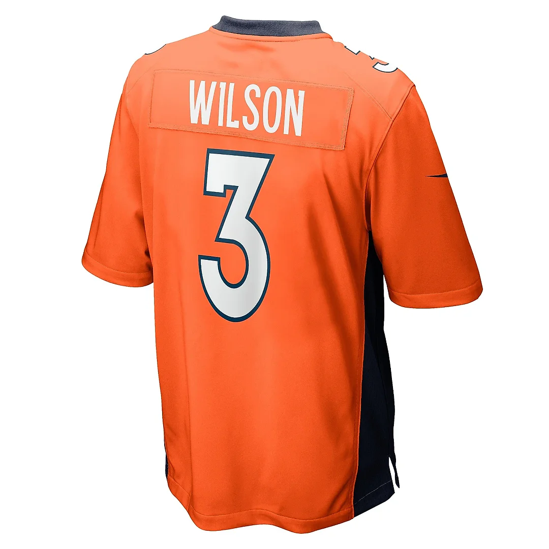Zennovawear Men's Denver Broncos Russell Wilson Orange Game Jersey