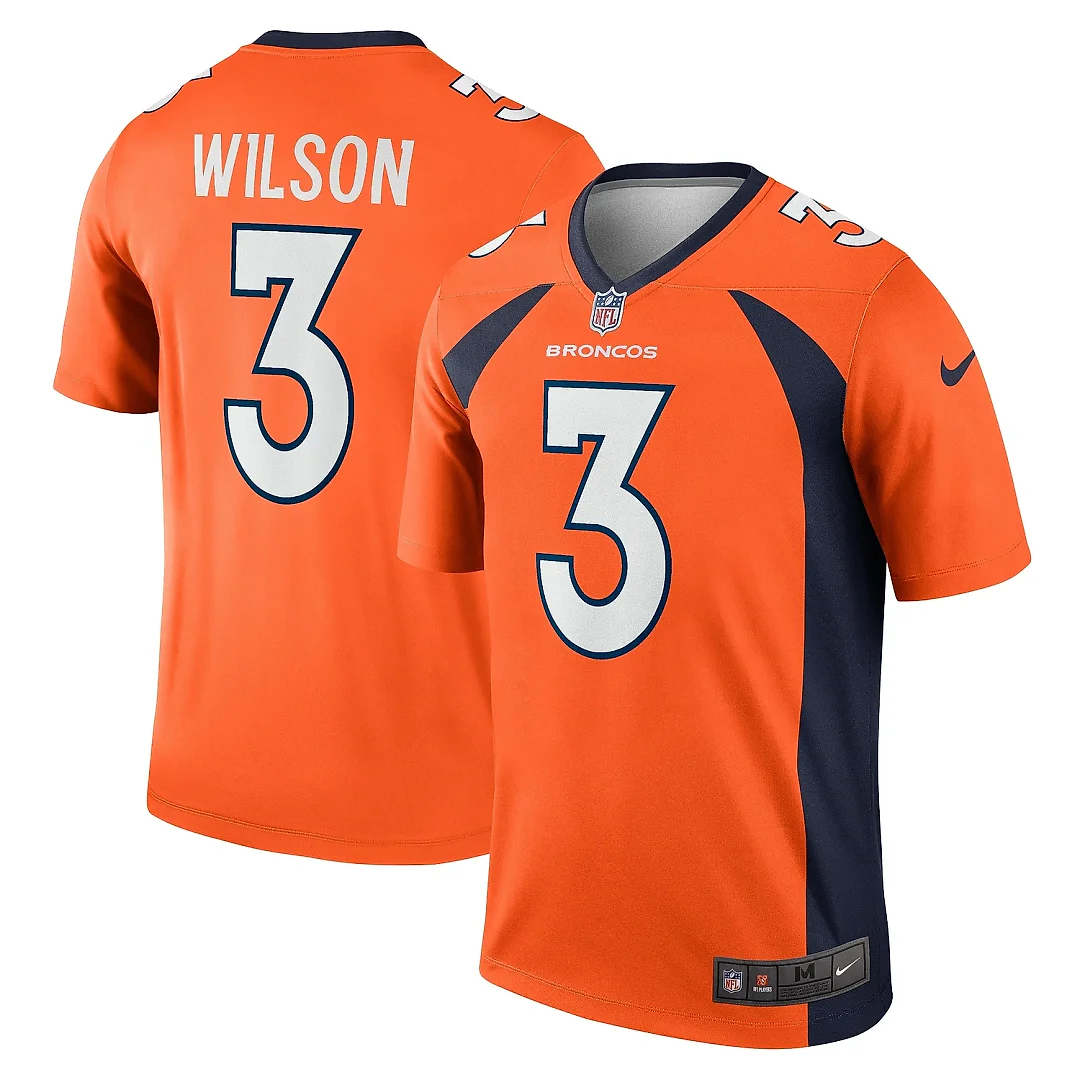 Zennovawear Men's Denver Broncos Russell Wilson Orange Team Legend Player Performance Top