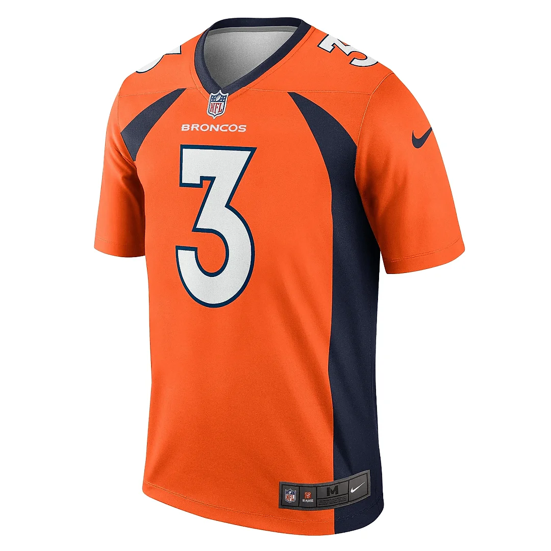 Zennovawear Men's Denver Broncos Russell Wilson Orange Team Legend Player Performance Top
