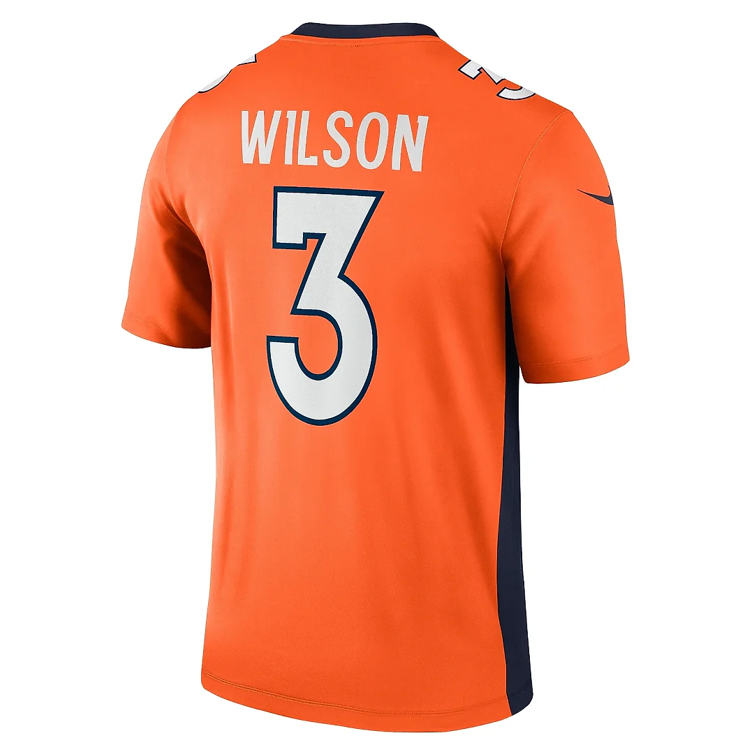 Zennovawear Men's Denver Broncos Russell Wilson Orange Team Legend Player Performance Top