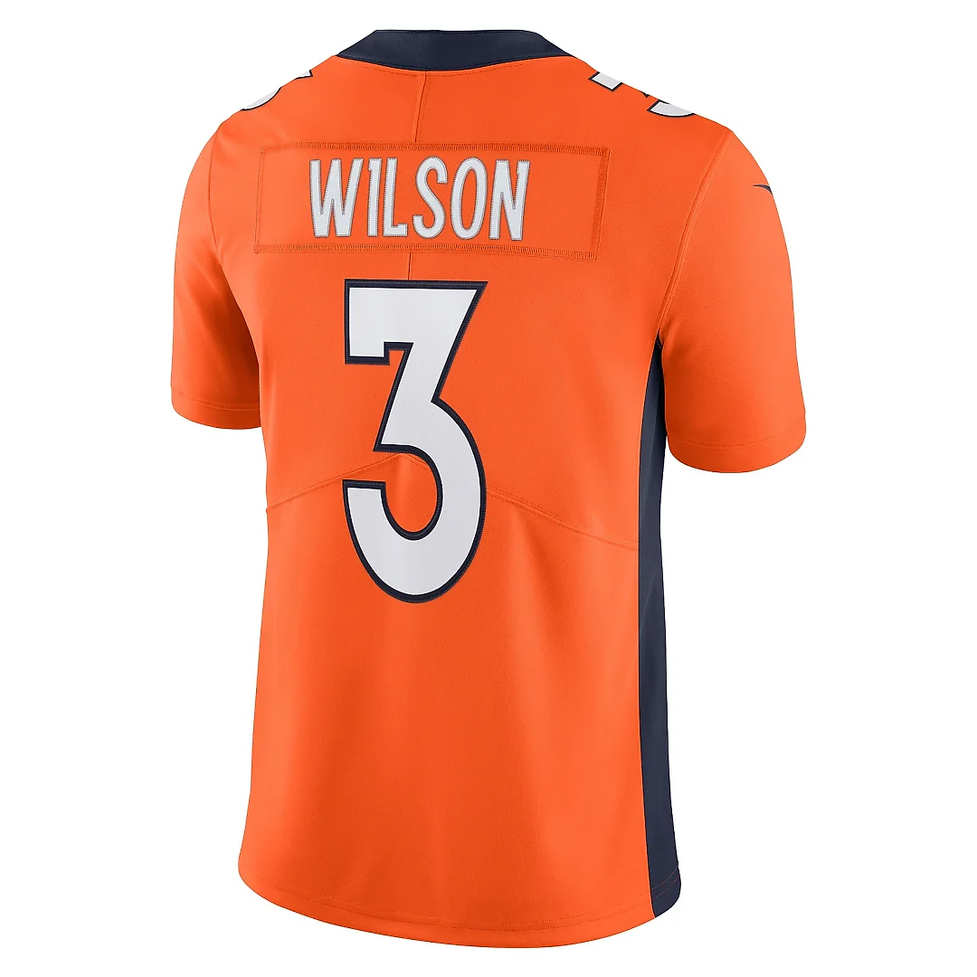 Zennovawear Men's Denver Broncos Russell Wilson Orange Team Vapor Limited Jersey