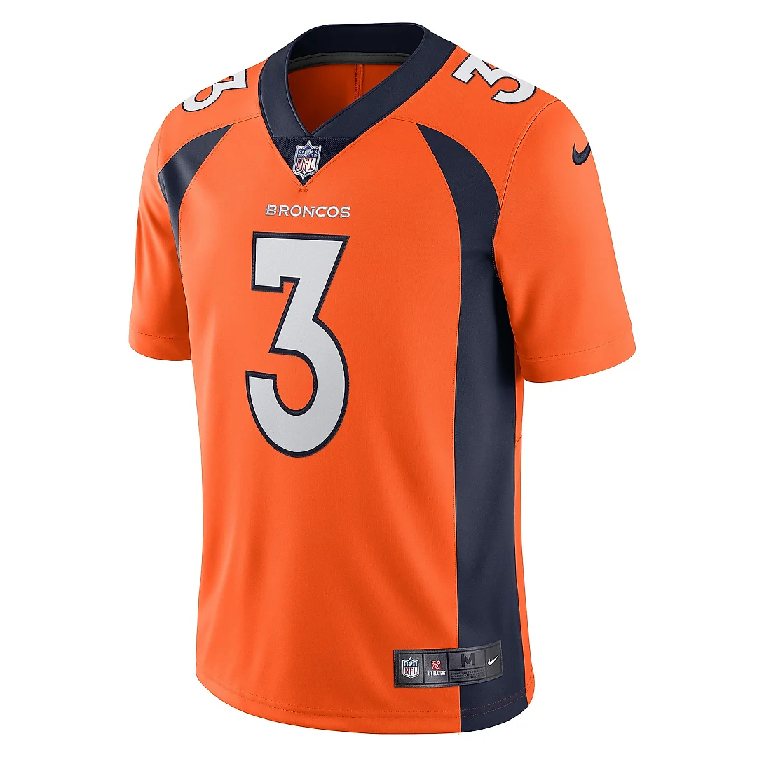 Zennovawear Men's Denver Broncos Russell Wilson Orange Team Vapor Limited Jersey