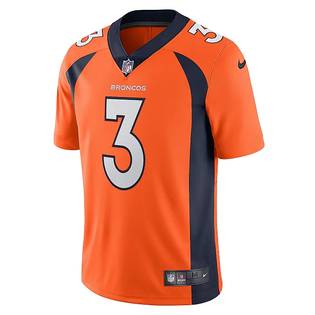 Zennovawear Men's Denver Broncos Russell Wilson Orange Team Vapor Limited Jersey