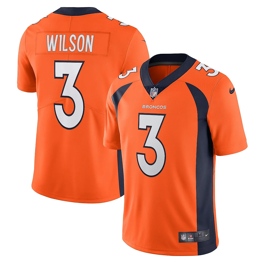 Zennovawear Men's Denver Broncos Russell Wilson Orange Team Vapor Limited Jersey
