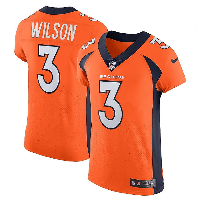 Zennovawear Men's Denver Broncos Russell Wilson Orange Vapor Elite Jersey