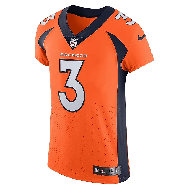 Zennovawear Men's Denver Broncos Russell Wilson Orange Vapor Elite Jersey