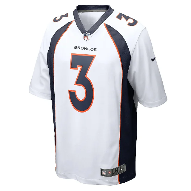 Zennovawear Men's Denver Broncos Russell Wilson White Game Jersey