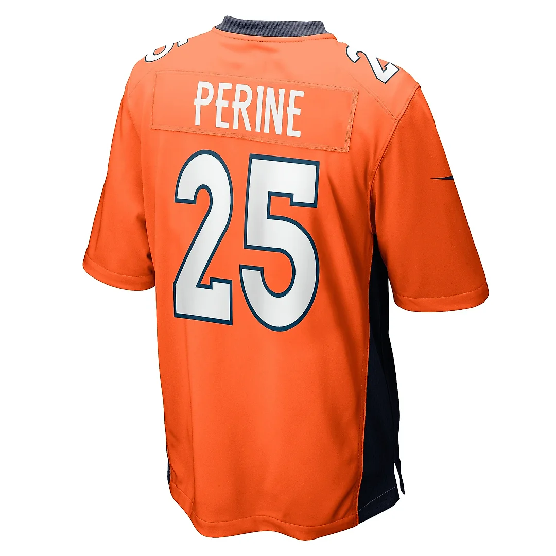 Zennovawear Men's Denver Broncos Samaje Perine Orange Game Player Jersey