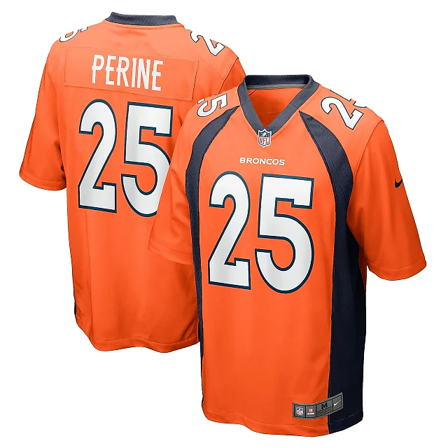 Zennovawear Men's Denver Broncos Samaje Perine Orange Game Player Jersey