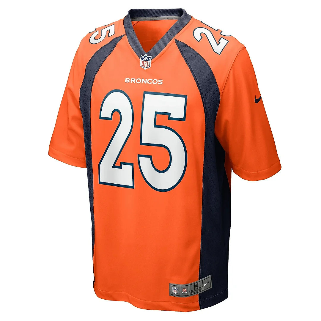 Zennovawear Men's Denver Broncos Samaje Perine Orange Game Player Jersey