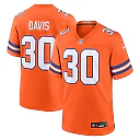 Zennovawear Men's Denver Broncos Terrell Davis Orange Mile High Collection 1977 Throwback Retired Player Game Jersey
