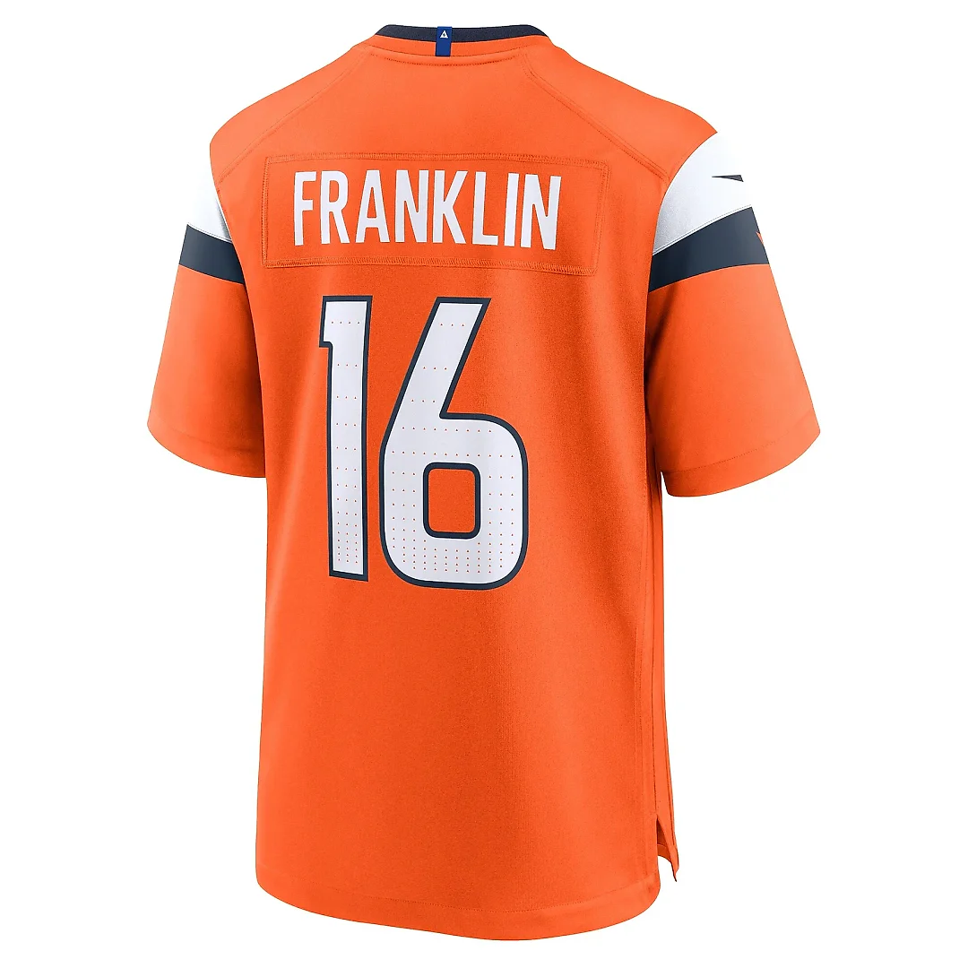 Zennovawear Men's Denver Broncos Troy Franklin Orange Team Game Jersey