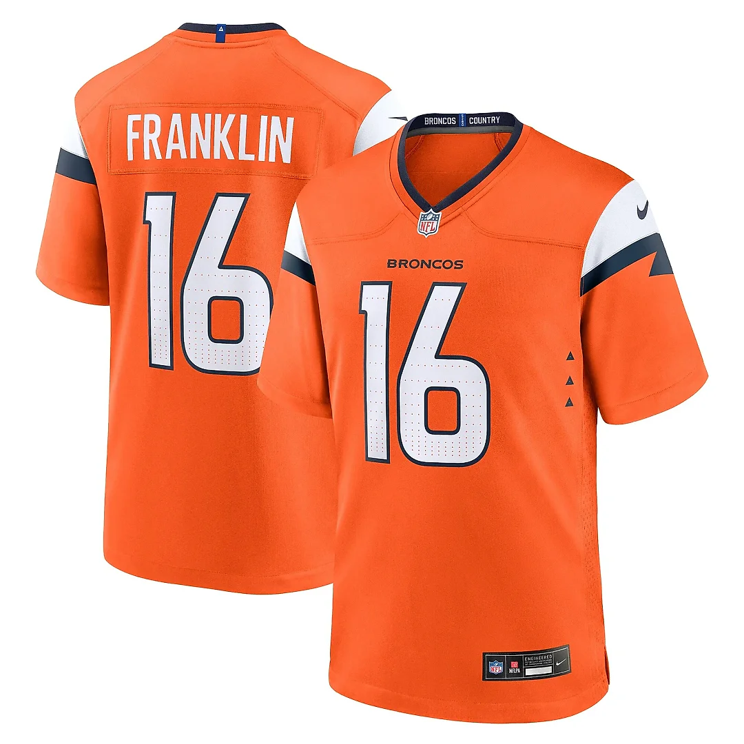 Zennovawear Men's Denver Broncos Troy Franklin Orange Team Game Jersey