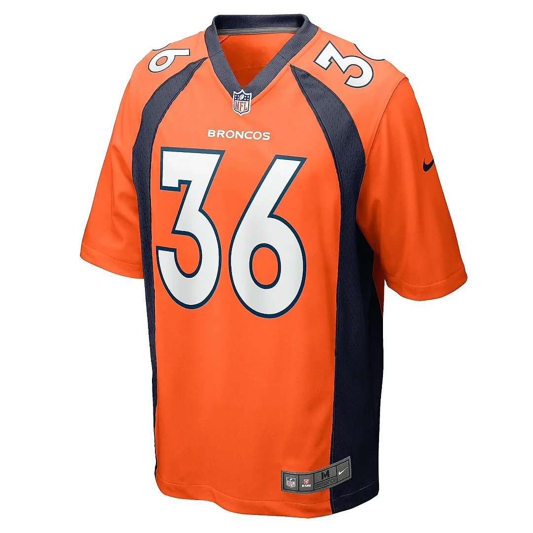 Zennovawear Men's Denver Broncos Tyler Badie Orange Team Game Jersey