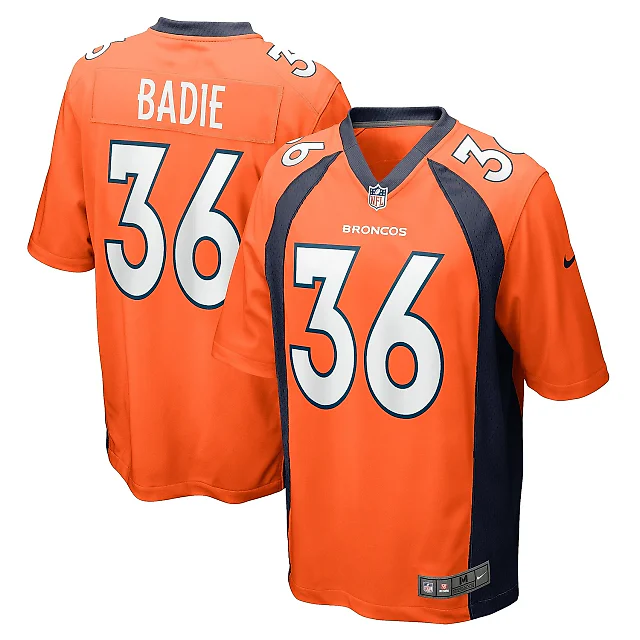 Zennovawear Men's Denver Broncos Tyler Badie Orange Team Game Jersey