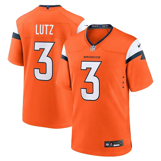 Zennovawear Men's Denver Broncos Wil Lutz Orange Team Game Jersey