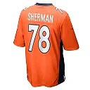 Zennovawear Men's Denver Broncos William Sherman Orange Team Game Jersey