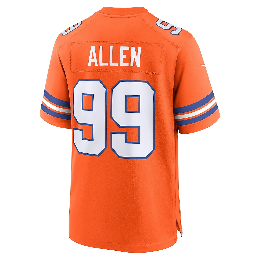 Zennovawear Men's Denver Broncos Zach Allen Orange Mile High Collection 1977 Throwback Player Game Jersey